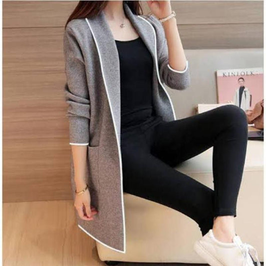 1 PCs Women's Stitched Fleece Plain Lapel Coat