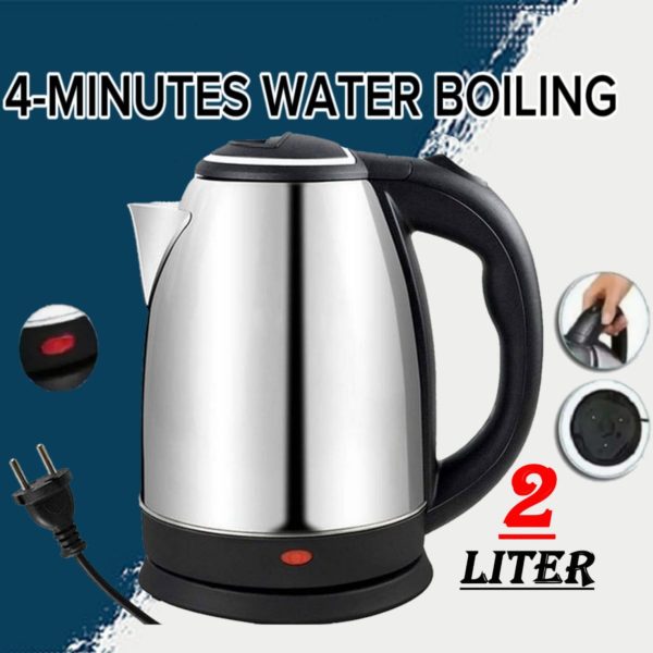 Electric Kettle – Stainless Steel Body – Automatic Instant Heating – 2.0 Liter – 1500 Watts