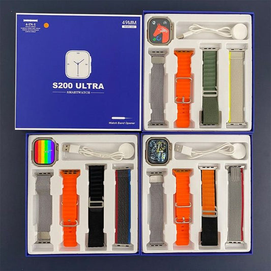 S200 Ultra Smart Watch With 4 Straps (random Colour)