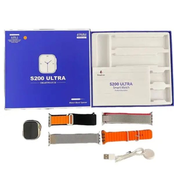 S200 Ultra Smart Watch With 4 Straps (random Colour)