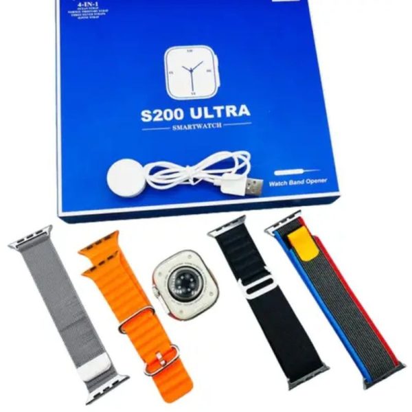 S200 Ultra Smart Watch With 4 Straps (random Colour)