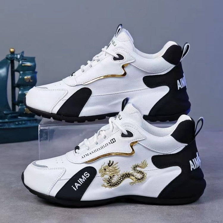 High Quality Gold Dragon Pattern Casual Shoes Jogging Two-Color Sneakers Women's Walking Shoes