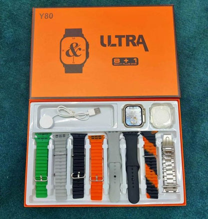 Y80 Ultra 8 In 1 Smart Watch With 8 Straps (random Color)