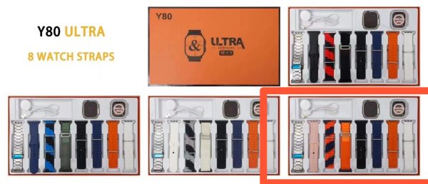 Y80 Ultra 8 In 1 Smart Watch With 8 Straps (random Color)